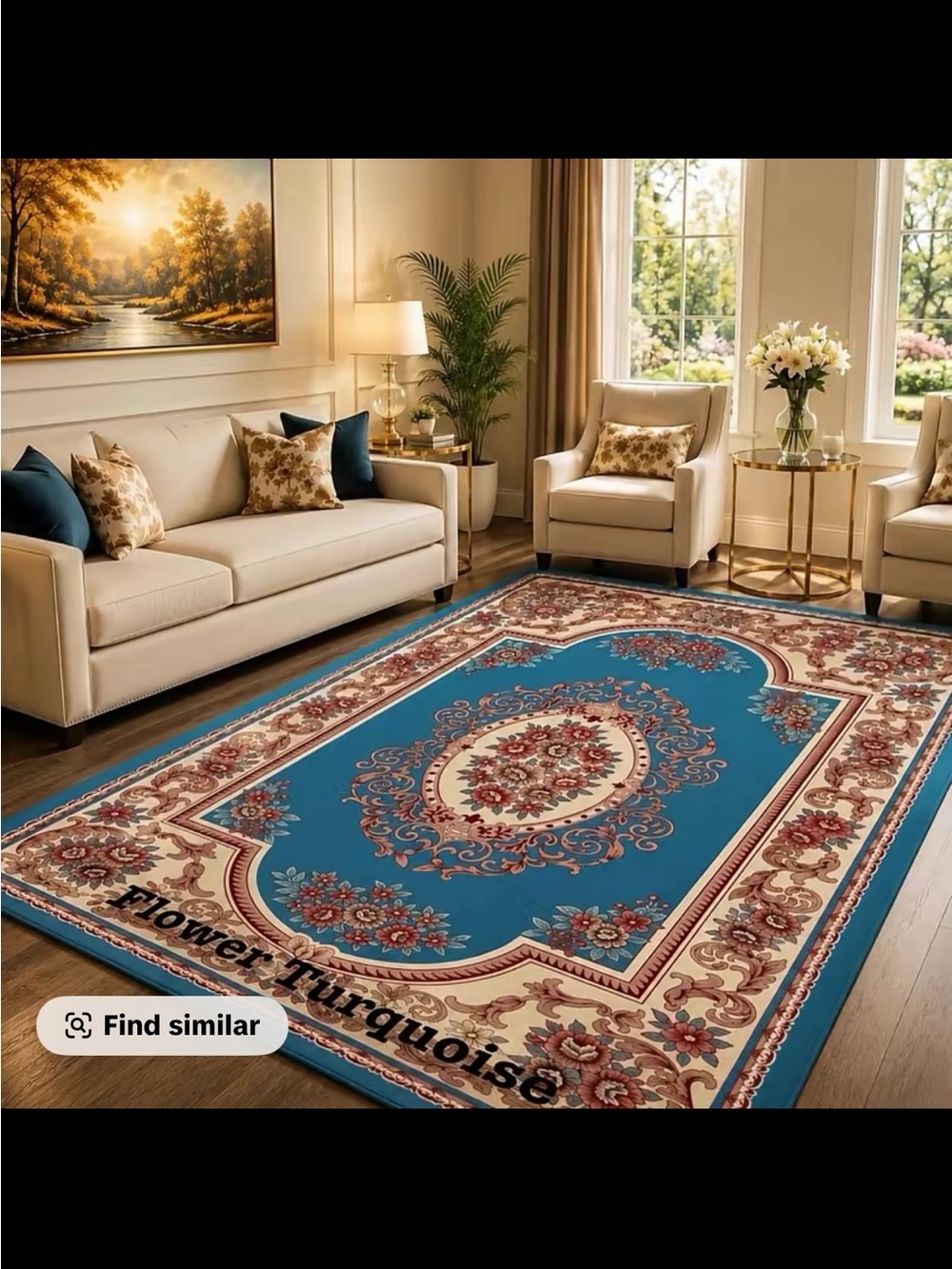Turquoise Floral Medallion Wall Rug - Home Wall Decor